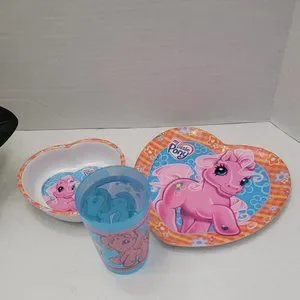 Zak Designs Dining My Little Pony Heart Set Plate Bowl Cup Plastic Pinkie Pie Rainbow Dash Rainbow Poshmark
